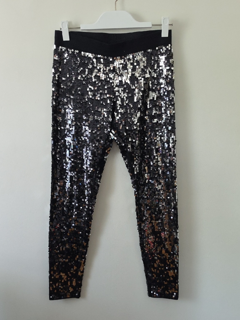 Express Black Sequin Leggings Small